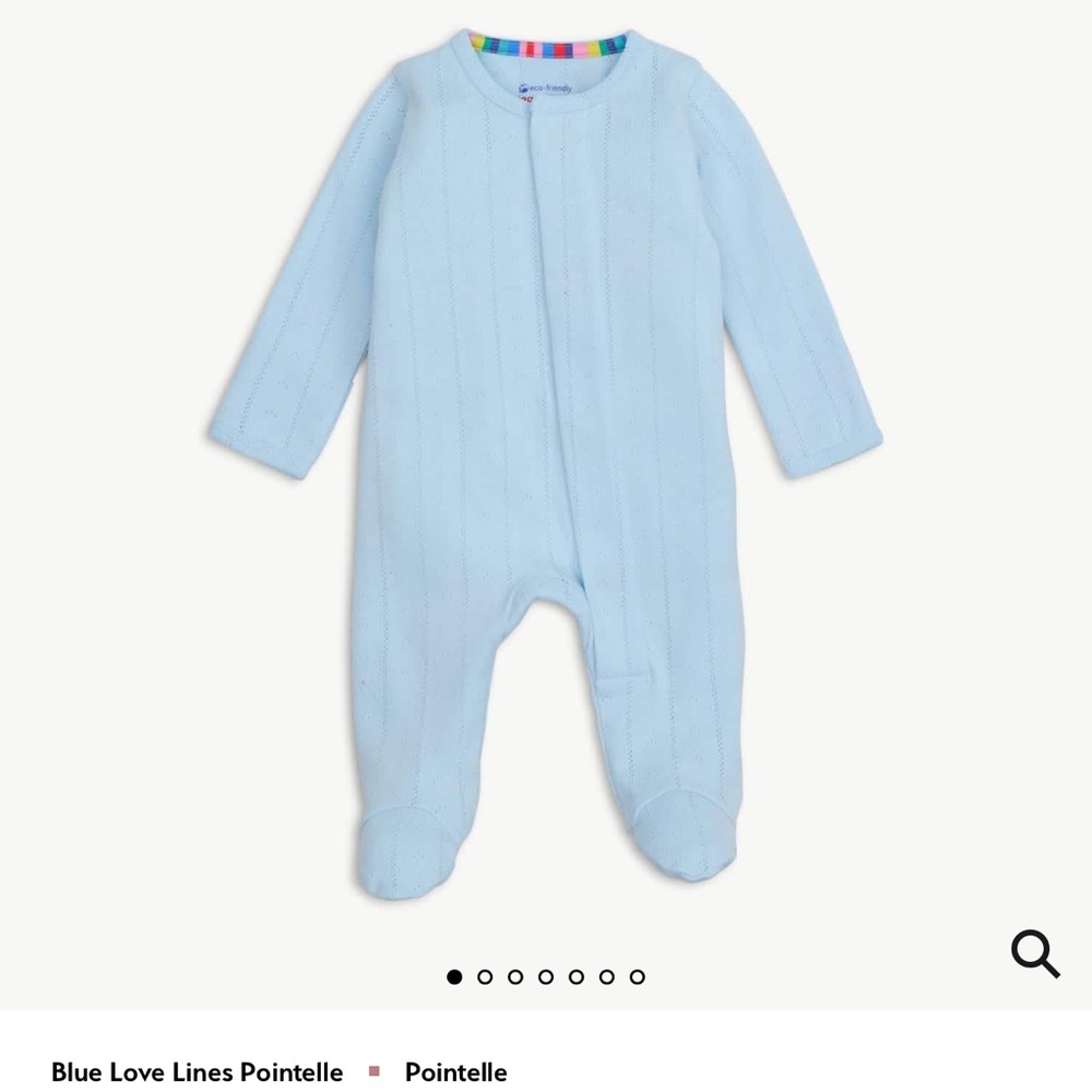 Magnetic Me Blue Love Lines Pointelle Footie